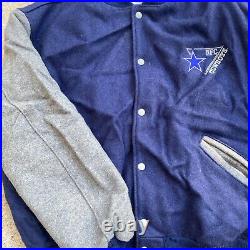 Vintage Delong Dallas Cowboys Wool Bomber Jacket Size XL