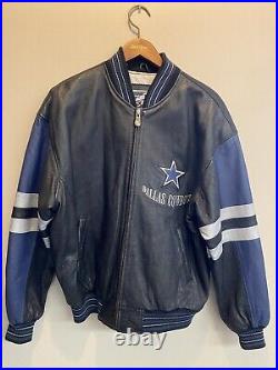 Vintage G-III & Carl Banks Dallas Cowboys 100% Leather Bomber Jacket Size Small