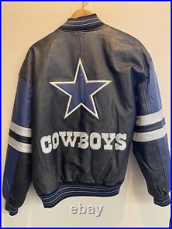 Vintage G-III & Carl Banks Dallas Cowboys 100% Leather Bomber Jacket Size Small