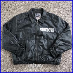 Vintage G-III Carl Banks Dallas Cowboys Leather Jacket Mens 2XL Black Full Zip