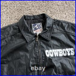 Vintage G-III Carl Banks Dallas Cowboys Leather Jacket Mens 2XL Black Full Zip