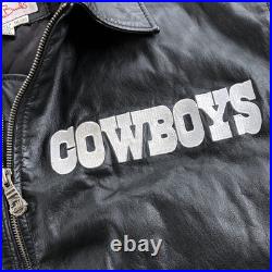 Vintage G-III Carl Banks Dallas Cowboys Leather Jacket Mens 2XL Black Full Zip