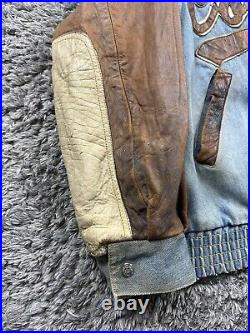 Vintage Jeff Hamilton Dallas Cowboys NFL Faded Patina Denim Leather Jacket Large Vintage Jeff Hamilton Dallas Cowboys NFL Faded Patina Denim Leather Jacket Large
