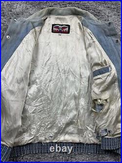 Vintage Jeff Hamilton Dallas Cowboys NFL Faded Patina Denim Leather Jacket Large Vintage Jeff Hamilton Dallas Cowboys NFL Faded Patina Denim Leather Jacket Large