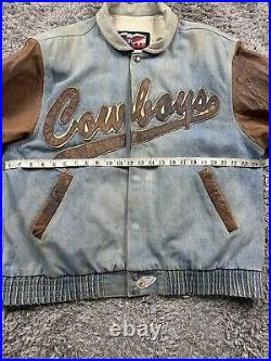 Vintage Jeff Hamilton Dallas Cowboys NFL Faded Patina Denim Leather Jacket Large Vintage Jeff Hamilton Dallas Cowboys NFL Faded Patina Denim Leather Jacket Large
