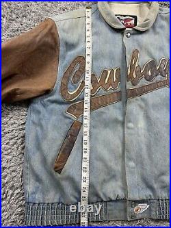 Vintage Jeff Hamilton Dallas Cowboys NFL Faded Patina Denim Leather Jacket Large Vintage Jeff Hamilton Dallas Cowboys NFL Faded Patina Denim Leather Jacket Large