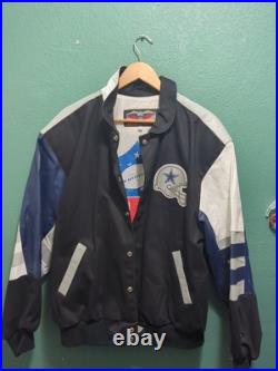 Vintage Jeff Hamilton NFL Dallas Cowboys Jacket Leather Sleeves Football 90s