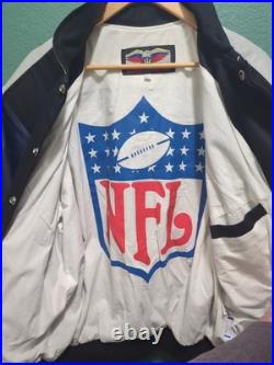 Vintage Jeff Hamilton NFL Dallas Cowboys Jacket Leather Sleeves Football 90s