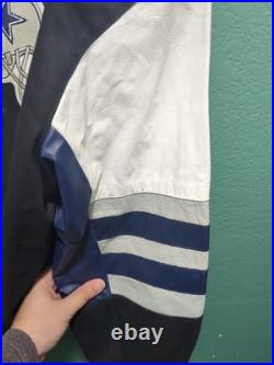 Vintage Jeff Hamilton NFL Dallas Cowboys Jacket Leather Sleeves Football 90s