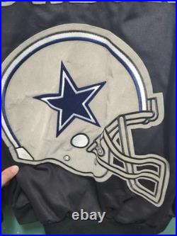 Vintage Jeff Hamilton NFL Dallas Cowboys Jacket Leather Sleeves Football 90s