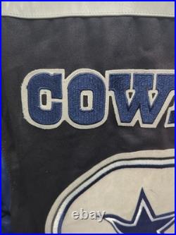 Vintage Jeff Hamilton NFL Dallas Cowboys Jacket Leather Sleeves Football 90s