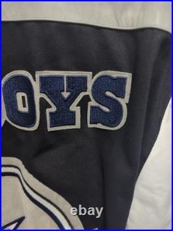 Vintage Jeff Hamilton NFL Dallas Cowboys Jacket Leather Sleeves Football 90s