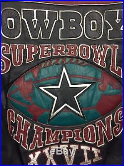 Vintage Jeff Hamilton NFL Dallas Cowboys Superbowl XXVII Leather Jacket Sz L