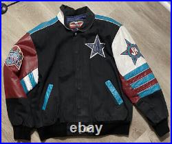 Vintage Leather Dallas Cowboys Jeff Hamilton Championship Zip-up Jacket. Size L