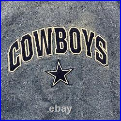 Vintage Lee Sports Dallas Cowboys Jacket Mens XL Blue Denim Varsity NFL Football