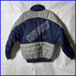 Vintage Mens Dallas Cowboys Pro Player Embroidered Puffer Jacket Size Medium