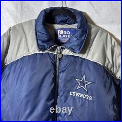 Vintage Mens Dallas Cowboys Pro Player Embroidered Puffer Jacket Size Medium