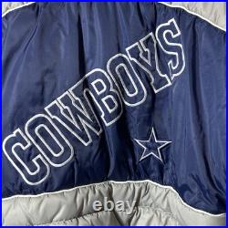 Vintage Mens Dallas Cowboys Pro Player Embroidered Puffer Jacket Size Medium