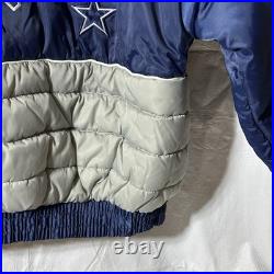 Vintage Mens Dallas Cowboys Pro Player Embroidered Puffer Jacket Size Medium
