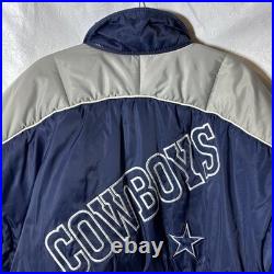 Vintage Mens Dallas Cowboys Pro Player Embroidered Puffer Jacket Size Medium
