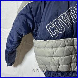 Vintage Mens Dallas Cowboys Pro Player Embroidered Puffer Jacket Size Medium
