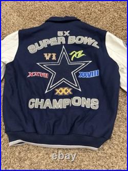 Vintage NFL Dallas Cowboys 5X Super Bowl Champions Varsity Jacket Men Size Large