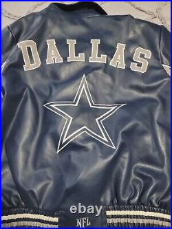 Vintage NFL Dallas Cowboys G-iii Faux Leather Bomber Jacket Men's Size XL