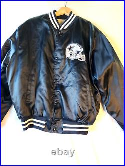 Vintage NFL Dallas Cowboys Locker Line Jacket Satin Bomber Mens Large Retro VTG