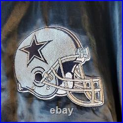 Vintage NFL Dallas Cowboys Locker Line Jacket Satin Bomber Mens Large Retro VTG