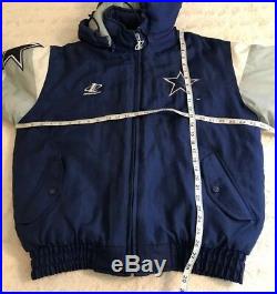 Vintage NFL Dallas Cowboys Puffer Coat Hood Jacket Men Pro Line Logo Athletic M