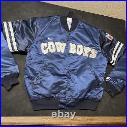 Vintage NFL Dallas Cowboys Starter Jacket Satin Large Great Condition USA 1980s