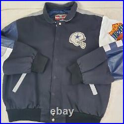 Vintage NFL Jeff Hamilton Jacket DALLAS COWBOYS Bomber Leather Rare HTF Size XL