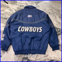 Vintage NFL Pro Line Jacket Mens Medium Blue Dallas Cowboys Football Quilt Lined