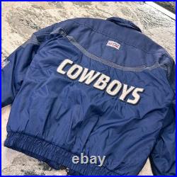 Vintage NFL Pro Line Jacket Mens Medium Blue Dallas Cowboys Football Quilt Lined