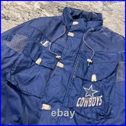 Vintage NFL Pro Line Jacket Mens Medium Blue Dallas Cowboys Football Quilt Lined