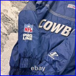 Vintage NFL Pro Line Jacket Mens Medium Blue Dallas Cowboys Football Quilt Lined