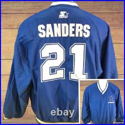 Vintage NFL STARTER Dallas Cowboys Deion Sanders #21 Pullover Jacket Size L vtg Vintage NFL STARTER Dallas Cowboys Deion Sanders #21 Pullover Jacket Size L vtg