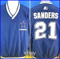 Vintage NFL STARTER Dallas Cowboys Deion Sanders #21 Pullover Jacket Size L vtg Vintage NFL STARTER Dallas Cowboys Deion Sanders #21 Pullover Jacket Size L vtg