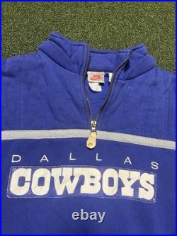 Vintage Nike Dallas Cowboys Pullover Sweatshirt Size L 90s Rare Blue NFL Sweater