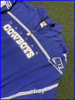 Vintage Nike Dallas Cowboys Pullover Sweatshirt Size L 90s Rare Blue NFL Sweater