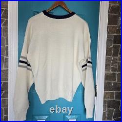 Vintage Off White Dallas Cowboys Wool Blend Sweater See Meas. 80's RARE Knit