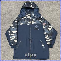 Vintage Pro Player Jacket Mens XL Blue Camo Puffer Dallas Cowboys NFL Experience