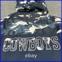 Vintage Pro Player Jacket Mens XL Blue Camo Puffer Dallas Cowboys NFL Experience