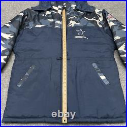 Vintage Pro Player Jacket Mens XL Blue Camo Puffer Dallas Cowboys NFL Experience