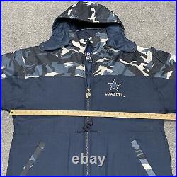 Vintage Pro Player Jacket Mens XL Blue Camo Puffer Dallas Cowboys NFL Experience