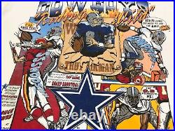 Vintage Salem 1993 NFL Dallas Cowboys Troy Aikman Comic Caricature T-Shirt M USA