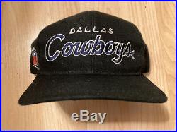 Vintage Sports Specialties Dallas Cowboys Script Black Wool Script Snapback