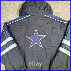 Vintage Starter Dallas Cowboys NFL Hooded Black Puffer Jacket Size XXL