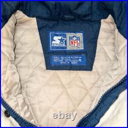 Vintage Starter Dallas Cowboys Puffer Jacket Qtr Zip Mens XL NFL Football 90's