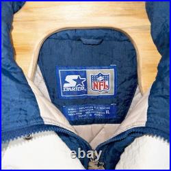 Vintage Starter Dallas Cowboys Puffer Jacket Qtr Zip Mens XL NFL Football 90's